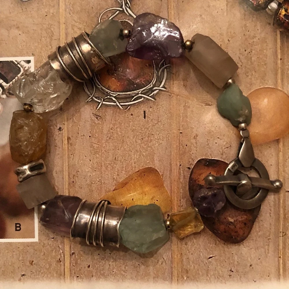 Vintage Silpada Citrine Amethyst Sterling Silver Gold-Filled Bead Bracelet B0710 - Picture 11 of 16